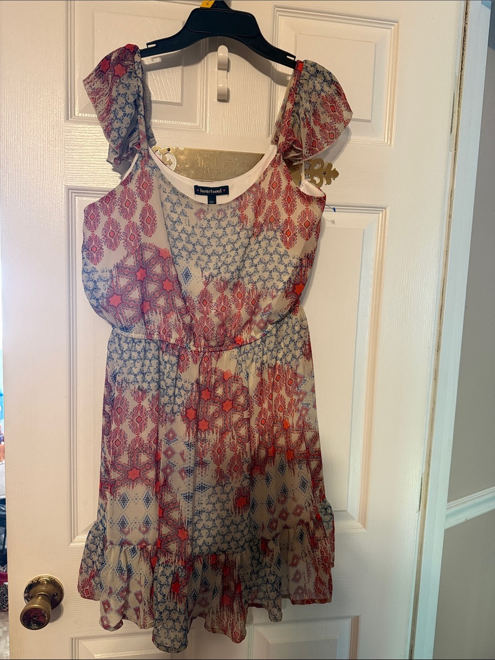 HeartSoul ladies Floral Print Ruffle Sundress; size: L